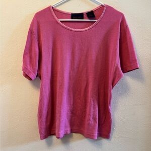 Denim&Co Pink Short-Sleeve Crewneck Top size L